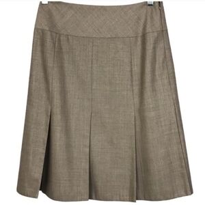 ESCADA A Line Drop Pleat Tailored Heather Brown Taupe Silk Blend Skirt sz 36 6